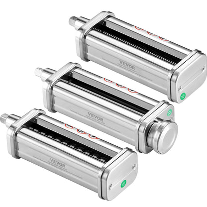 Nudelaufsatz für KitchenAid Küchenmaschine, Edelstahl-Nudelwalzen-Set inklusive Nudelplattenwalze, Spaghetti- und Fettuccine-Schneider, Nudelmaschine mit 8 einstellbaren Dickenstufen, 3-teilig