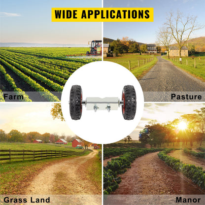 Chain Link Rolling Gate Kit Galvanized Steel Rolling Fence 6 Universal Track Bracket Chain Link Rolling Gate Hardware Kit 2 Solid Rubber Wheels Fence Rolling Kit for Chain Link Sliding Gate