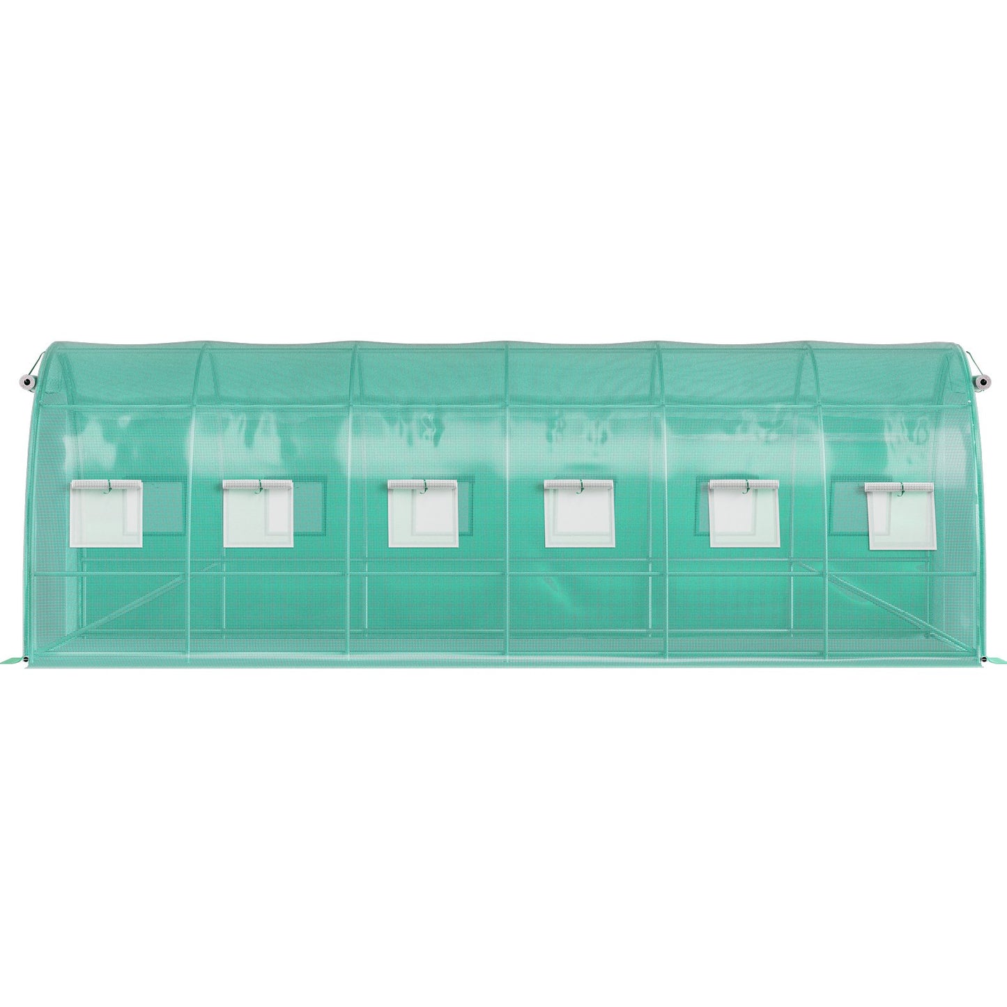 Begehbares Tunnelgewächshaus, 609,6 x 304,8 x 213,4 cm, tragbares Pflanzengewächshaus mit verzinkten Stahlbögen, 3 oberen Trägern, 4 Diagonalstreben, 2 Reißverschlusstüren und 12 aufrollbaren Fenstern, Grün