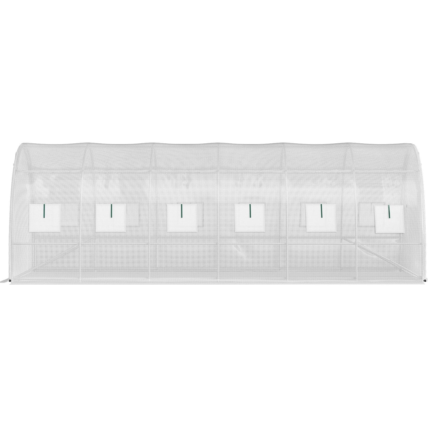 Begehbares Tunnelgewächshaus, 609,6 x 304,8 x 213,4 cm, tragbares Pflanzengewächshaus mit verzinkten Stahlbögen, 3 oberen Trägern, 4 Diagonalstreben, 2 Reißverschlusstüren und 12 aufrollbaren Fenstern, weiß