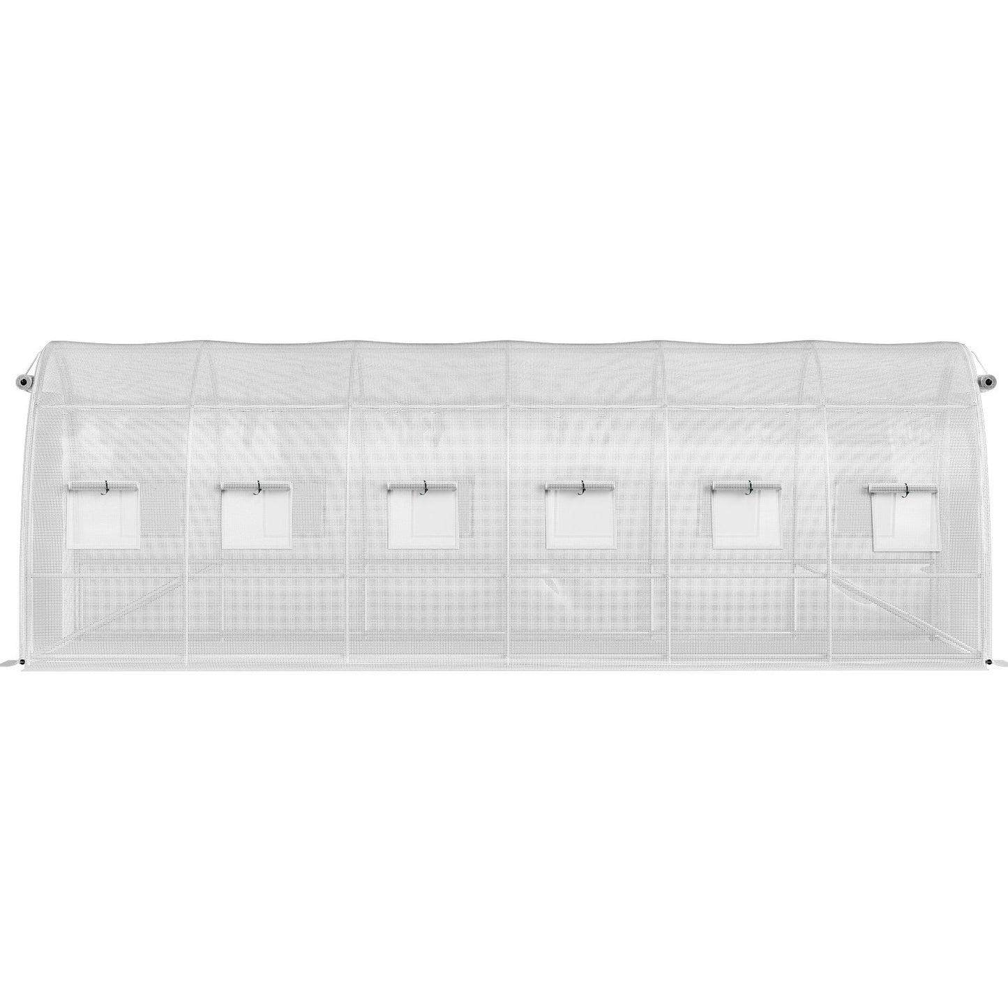 Begehbares Tunnelgewächshaus, 609,6 x 304,8 x 213,4 cm, tragbares Pflanzengewächshaus mit verzinkten Stahlbögen, 3 oberen Trägern, 4 Diagonalstreben, 2 Reißverschlusstüren und 12 aufrollbaren Fenstern, weiß