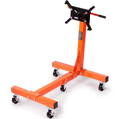 Engine Stand, 1500 lbs (3/4 Ton) Rotating Engine Motor Stand with 360 Degree Adjustable Head, Cast Iron Folding Motor Hoist Dolly, 5-Caster, 4 Adjustable Arms, for Vehicle Maintenance