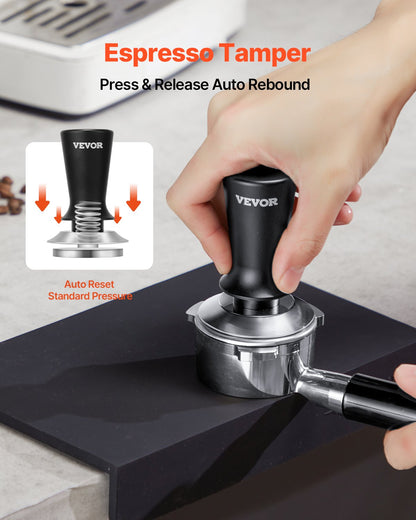 Espresso Tamper 51mm, Spring Loaded Coffee Tamper, 30 lbs Tamper Tool Espresso, Stainless Tamper with Non-Slip Grip