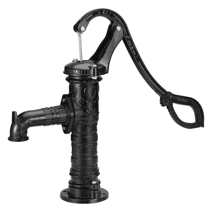 Antike Handpumpe für Brunnen, 6,7 m maximale Förderhöhe, gusseiserne Handpumpe mit ergonomischem Griff, NPT 31,8 mm (1-1/4")-Gewinde, einfache Installation, traditionell für Garten, Hof, Teich, Bauernhof, schwarz