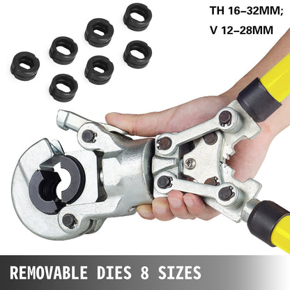 Kupferrohr-Crimpzange, Sanitär-Crimpwerkzeug V 12–28 mm, Presszange für Kupferrohre TH 16–32 mm, 360°-Kopf