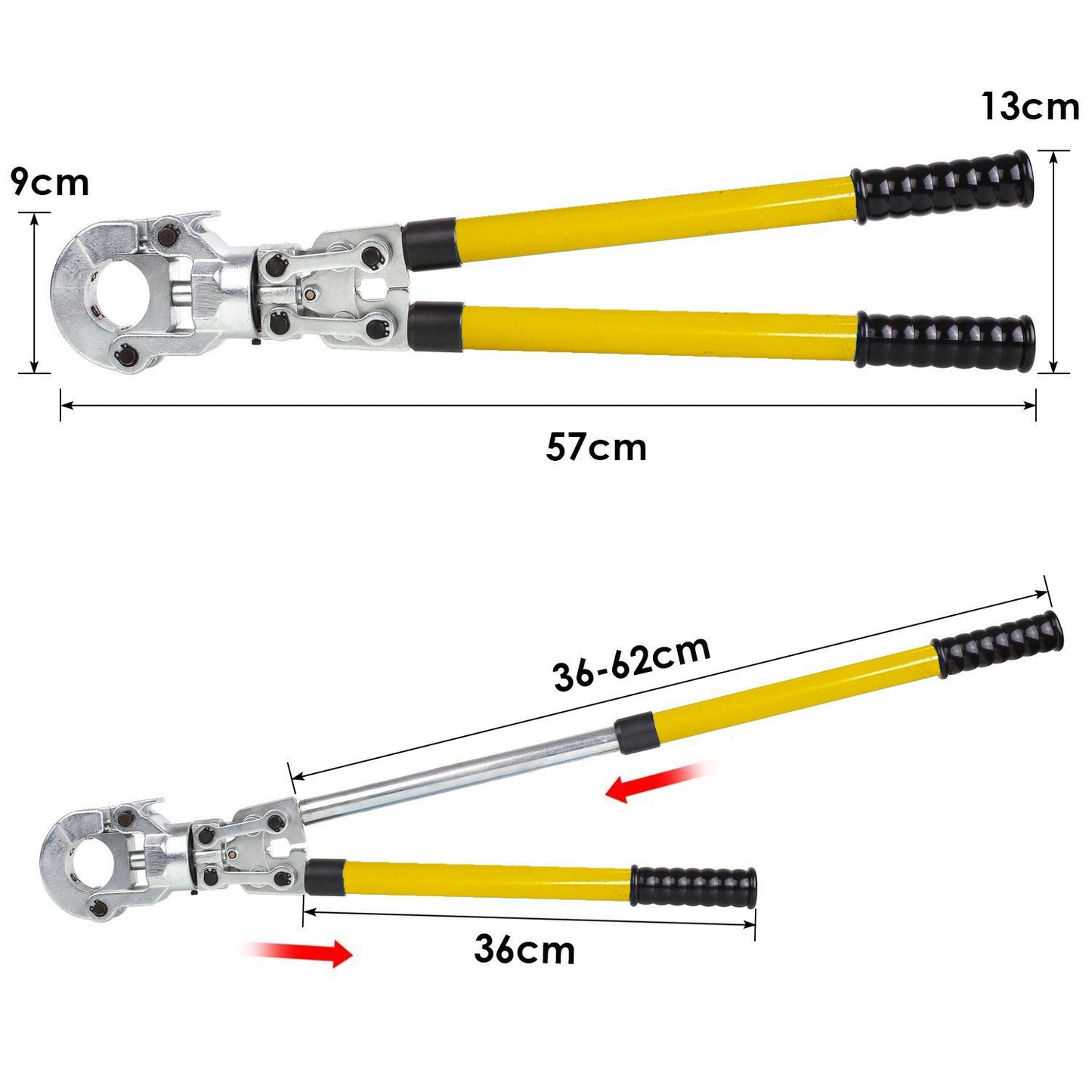 Kupferrohr-Crimpzange, Sanitär-Crimpwerkzeug V 12–28 mm, Presszange für Kupferrohre TH 16–32 mm, 360°-Kopf