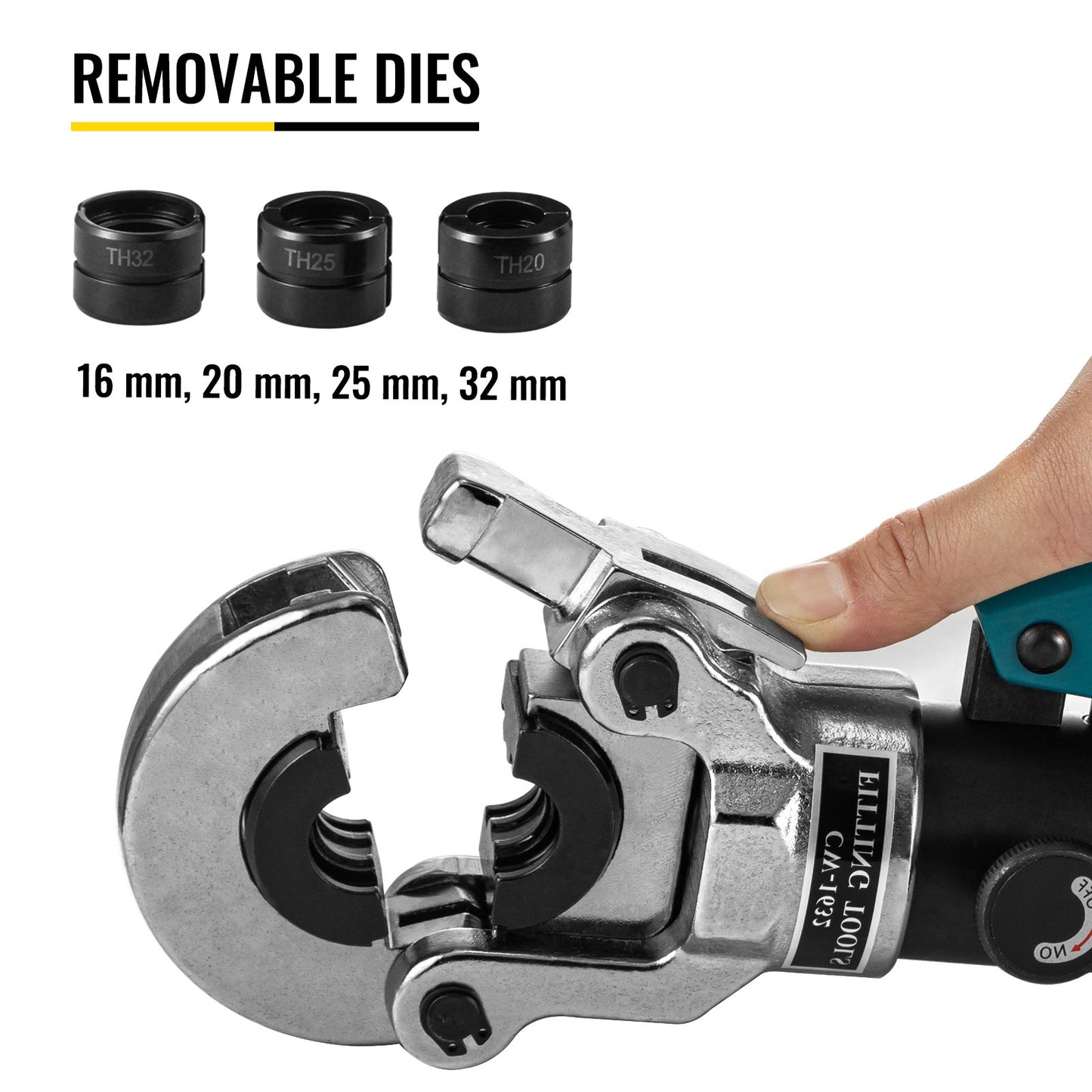 VEV Hydraulic Pipe Crimper, TH Ø16-32mm Pipe Tube Crimper, Pipe Crimping Pilers TH Jaws 16-20-25-32mm 12T Hydraulic Crimping Tool for Compound Pipe