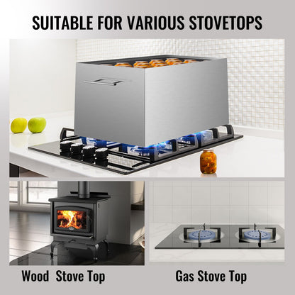 Water Bath Canner, 15 Quart Stove Top Canner Pot, Boiling Water Canners with 2 Canning Racks, 304 Food Grade Stainless Steel Large Stock Pot, Flat Bottom Brushed Canner, Holds 15 Quart Jars