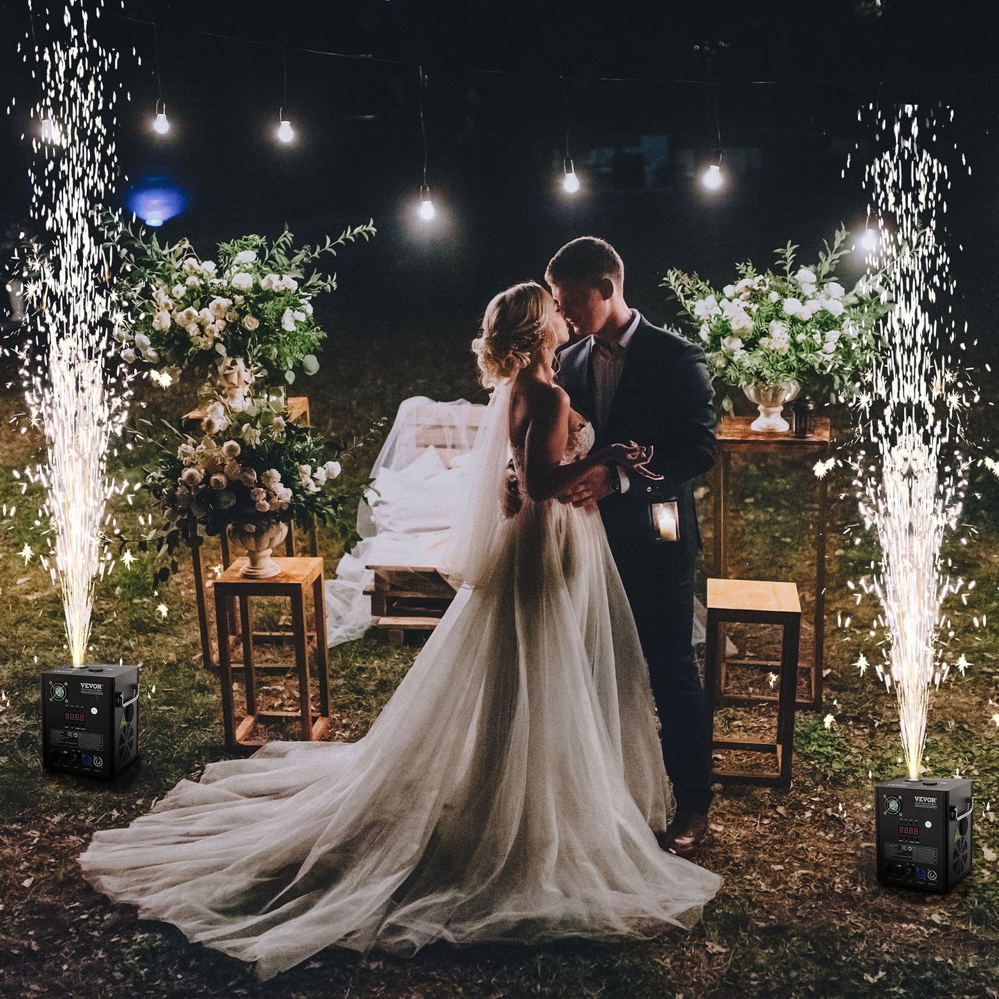 Cold Spark Machine, 500W Output Fireworks Controller, 6.6-13ft Adjustable Height, with Advanced DMX System,LED Screen,Portable Handle, HeavyDuty Aluminum Alloy for Stage DJ Wedding Event,Party