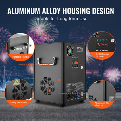 Cold Spark Machine, 2 Pack 700W Output Fireworks Controllers, 6.6-16.4ft Adjustable Height, with Advanced DMX System,LED Screen,Portable Handle, Aluminum Alloy for Stage DJ Wedding Event,Party