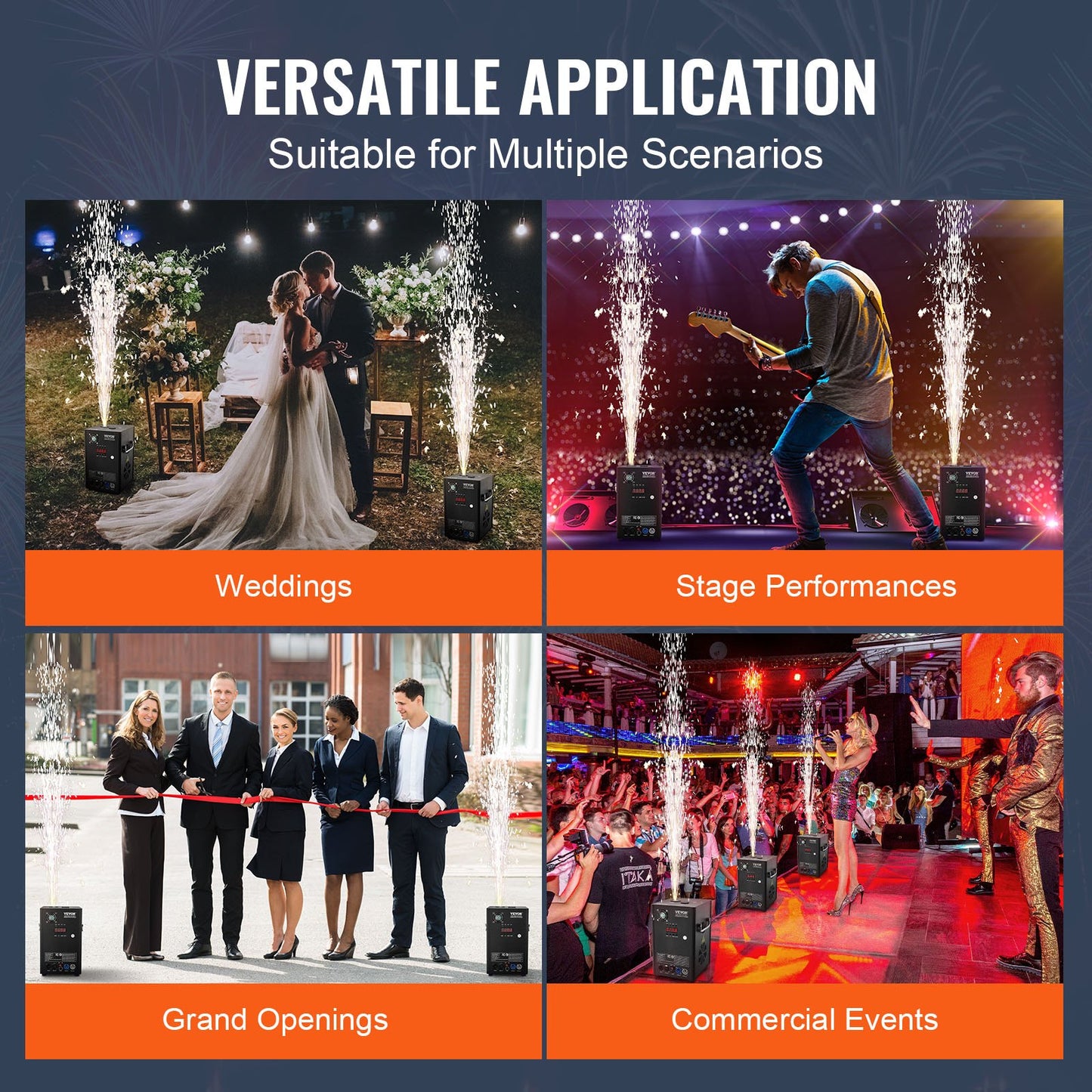 Cold Spark Machine, 2 Pack 700W Output Fireworks Controllers, 6.6-16.4ft Adjustable Height, with Advanced DMX System,LED Screen,Portable Handle, Aluminum Alloy for Stage DJ Wedding Event,Party