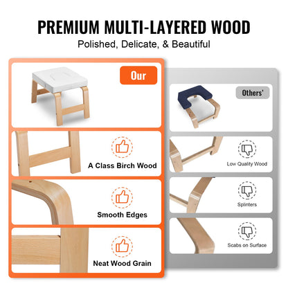 Yoga Headstand Bench, 300 lbs Capacity Yoga Inversion Chair for Family Gym, Headstand Trainer with Wood Frame & PU Pad, Stand Yoga Stool for Strength Balance Training, Relieve Fatigue, White