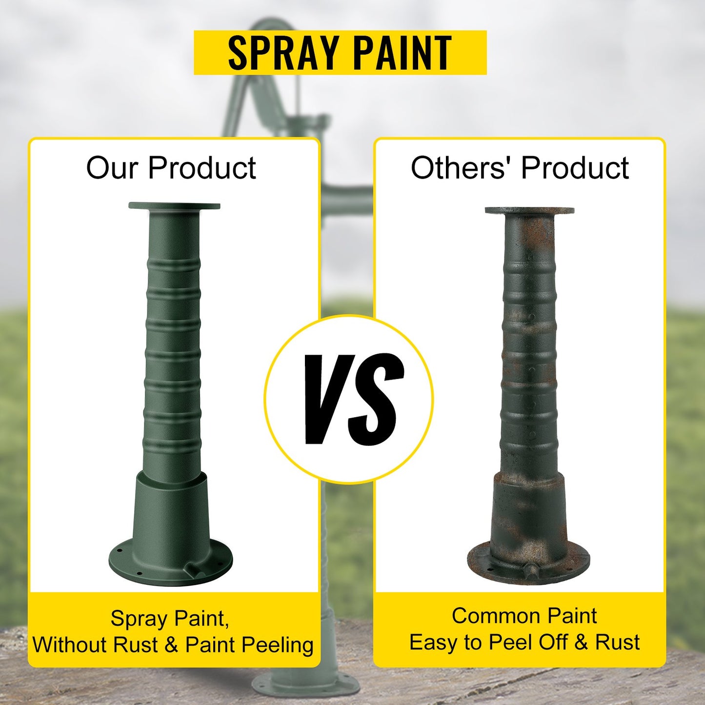 Antiker Handpumpenständer aus Gusseisen mit vorgebohrten 13-mm-Löchern (0,5 Zoll) für einfache Montage. Dieser altmodische Handpumpenständer eignet sich für Haus, Hof, Teich, Garten und den Außenbereich.