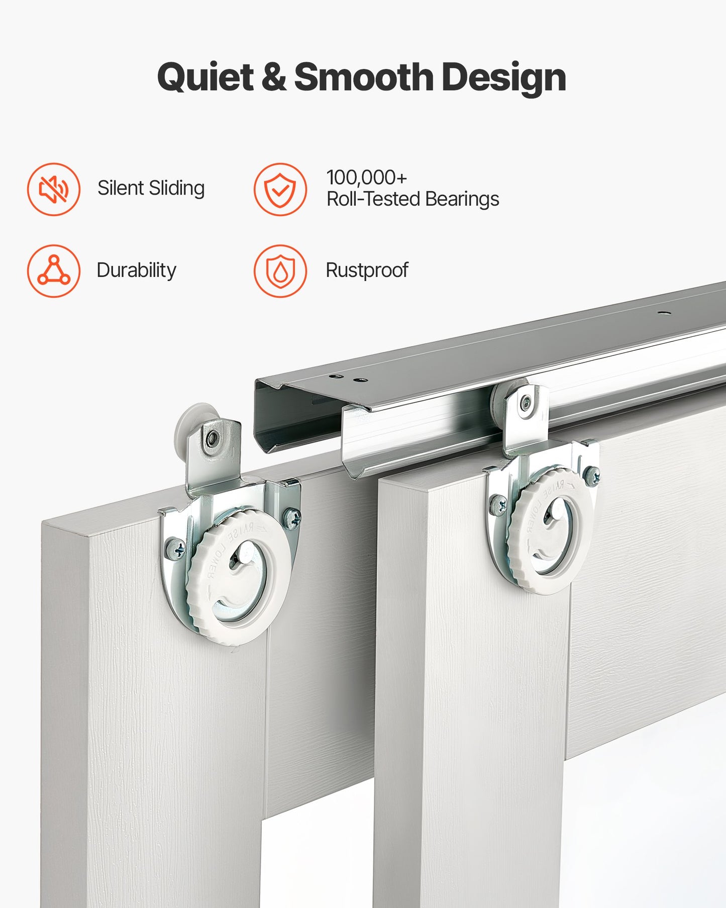 Sliding Closet Door, 1219mm (Double 635mm) x 2032 mm, 5-Lite Frosted Glass Bypass Sliding Doors with Hardware Kit, Solid Wood & MDF Slab with Waterproof PVC Surface for Closets Bedrooms