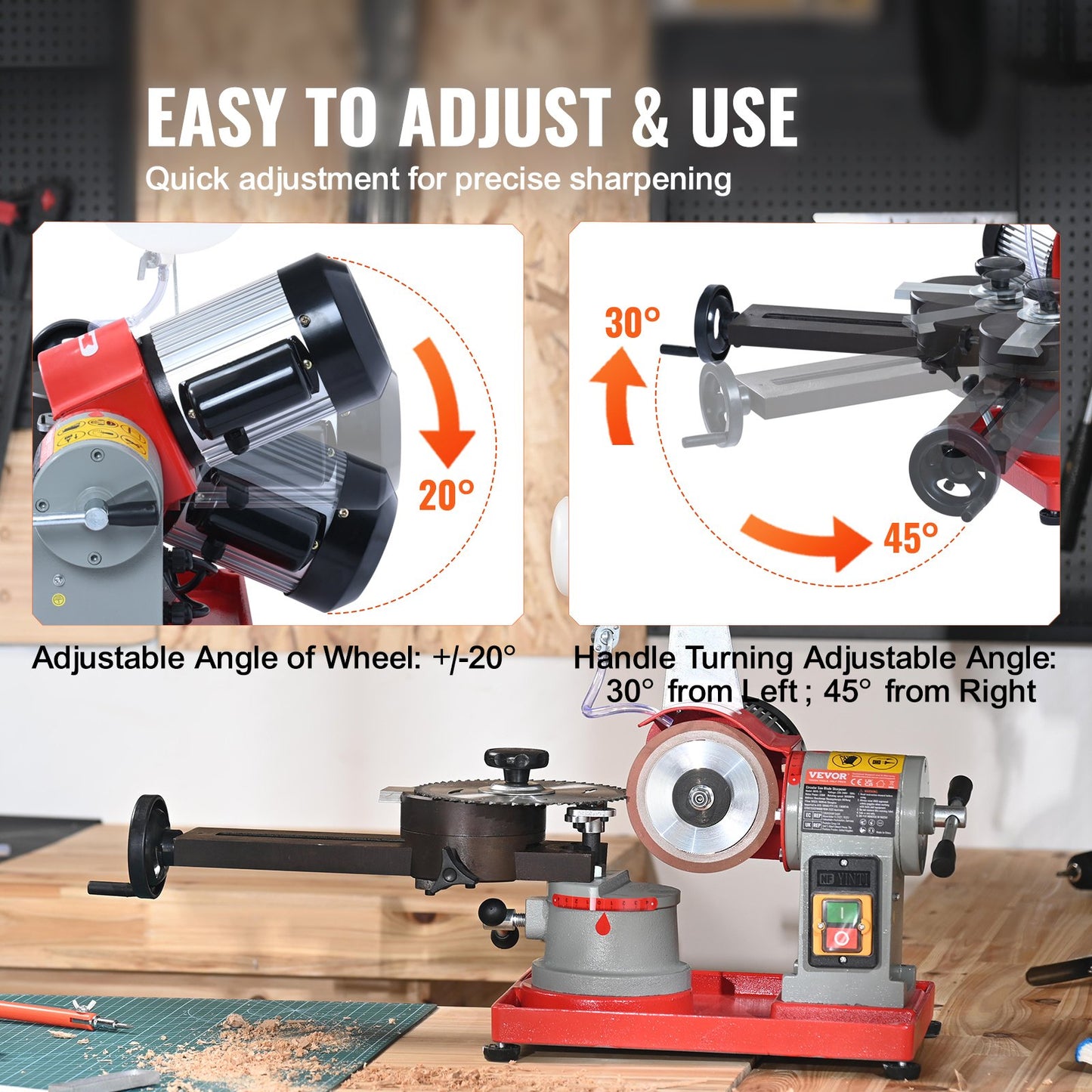 Circular Saw Blade Sharpener Grinder 370W 3600RPM with Water Tank 12.7 cm Wheel