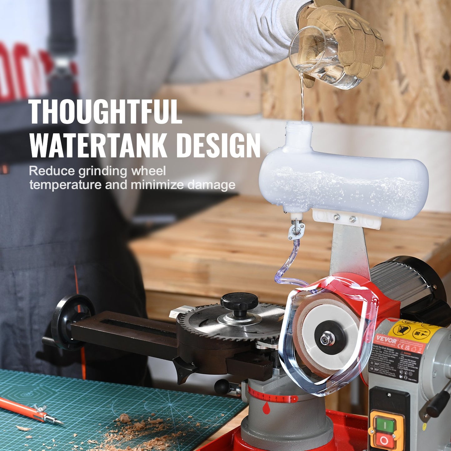 Circular Saw Blade Sharpener Grinder 370W 3600RPM with Water Tank 12.7 cm Wheel