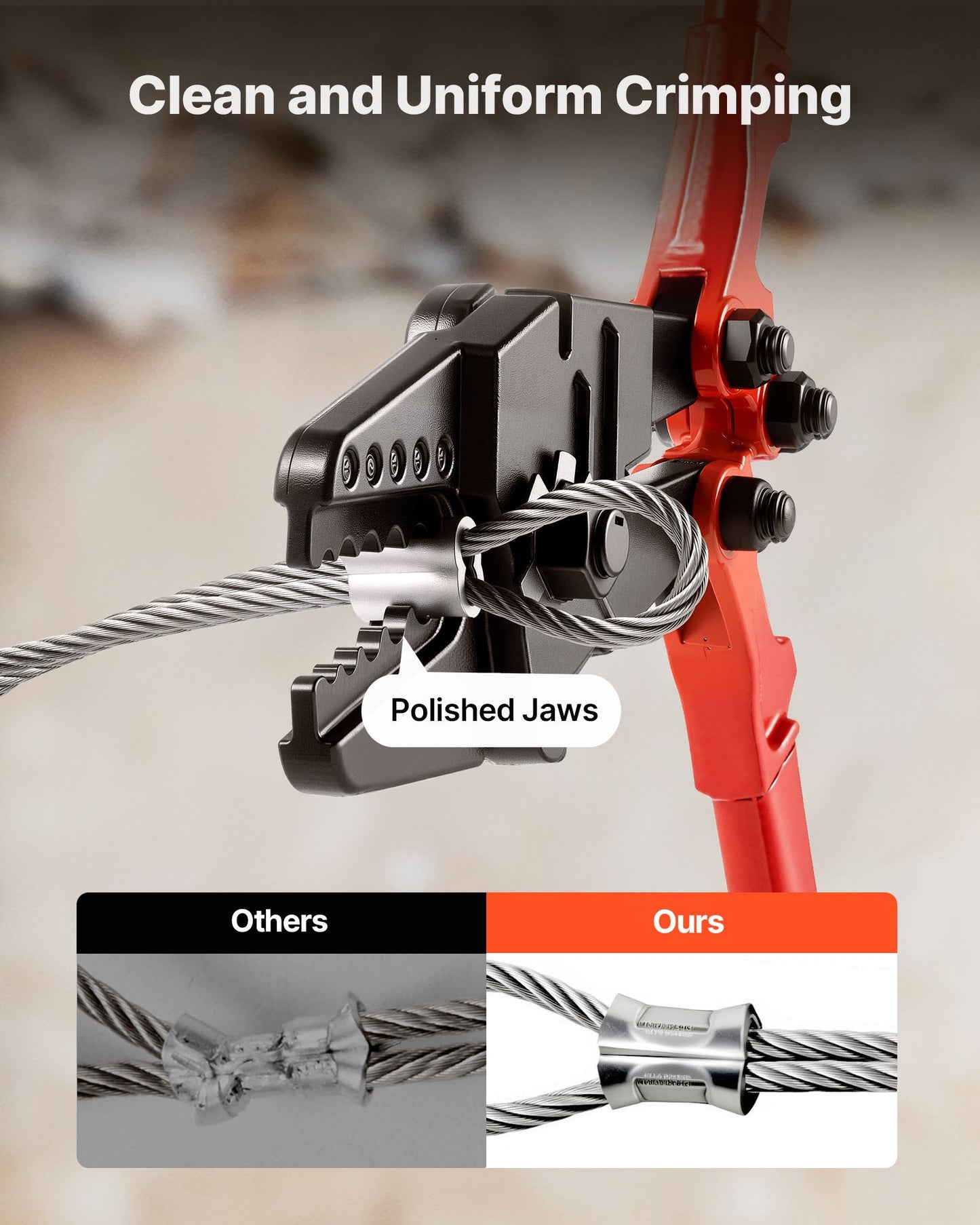 24-Zoll-Hand-Presszange mit 5 Öffnungen (1/16 bis 3/16 Zoll) zum Pressen von Kupfer- und Aluminium-Ovalhülsen und -Stopphülsen, Drahtseil-Presszange, Propress-Presszange mit langem Griff, arbeitssparend