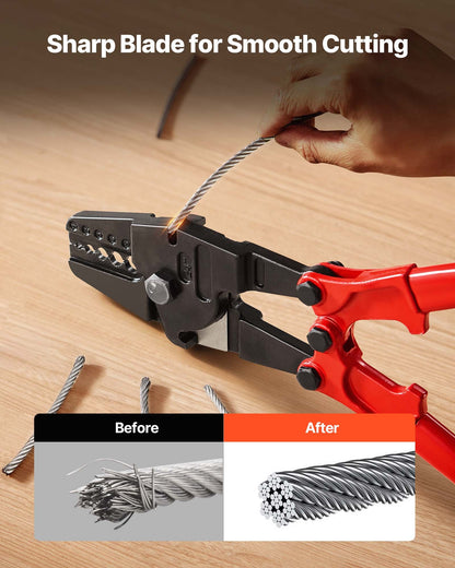 24-Zoll-Hand-Presszange mit 5 Öffnungen (1/16 bis 3/16 Zoll) zum Pressen von Kupfer- und Aluminium-Ovalhülsen und -Stopphülsen, Drahtseil-Presszange, Propress-Presszange mit langem Griff, arbeitssparend