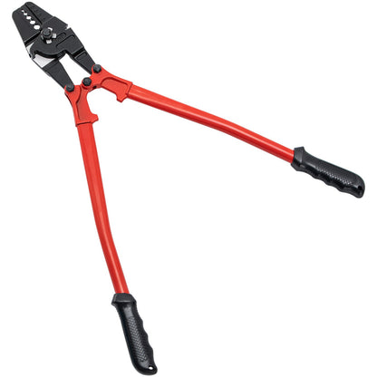 24-Zoll-Hand-Presszange mit 5 Öffnungen (1/16 bis 3/16 Zoll) zum Pressen von Kupfer- und Aluminium-Ovalhülsen und -Stopphülsen, Drahtseil-Presszange, Propress-Presszange mit langem Griff, arbeitssparend