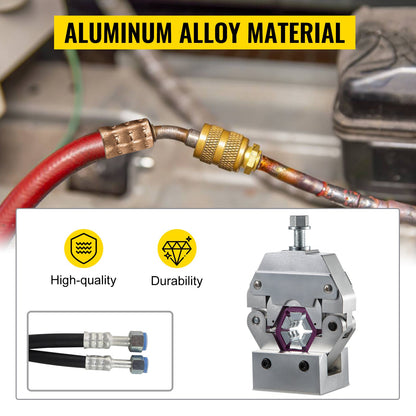 71550 Tragbare manuelle hydraulische Rohrpresse Schlauchcrimpwerkzeug und Reparaturcrimpwerkzeug Manuell betriebenes Klimaanlagen-Schlauchcrimpwerkzeug-Set Langlebig mit 4 Einsätzen für Auto-Klimaanlagen