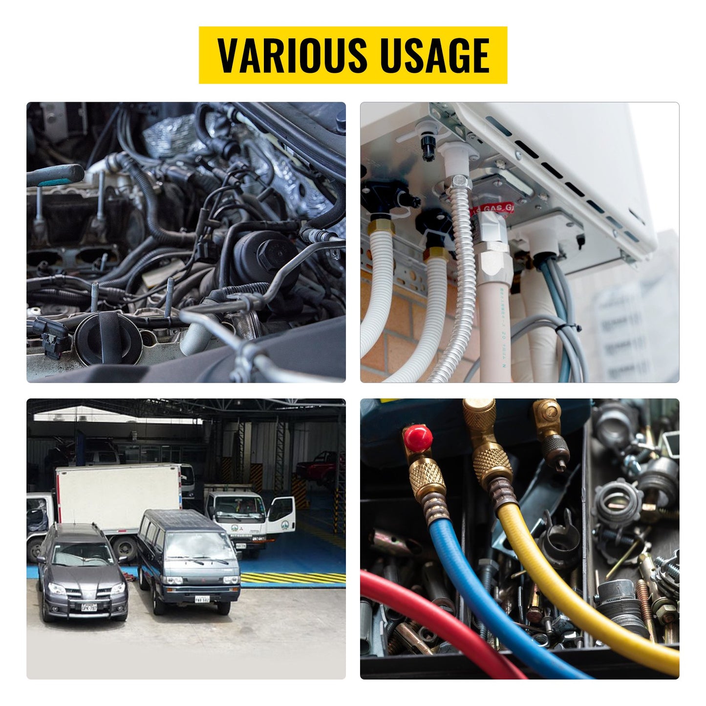 71550 Tragbare manuelle hydraulische Rohrpresse Schlauchcrimpwerkzeug und Reparaturcrimpwerkzeug Manuell betriebenes Klimaanlagen-Schlauchcrimpwerkzeug-Set Langlebig mit 4 Einsätzen für Auto-Klimaanlagen