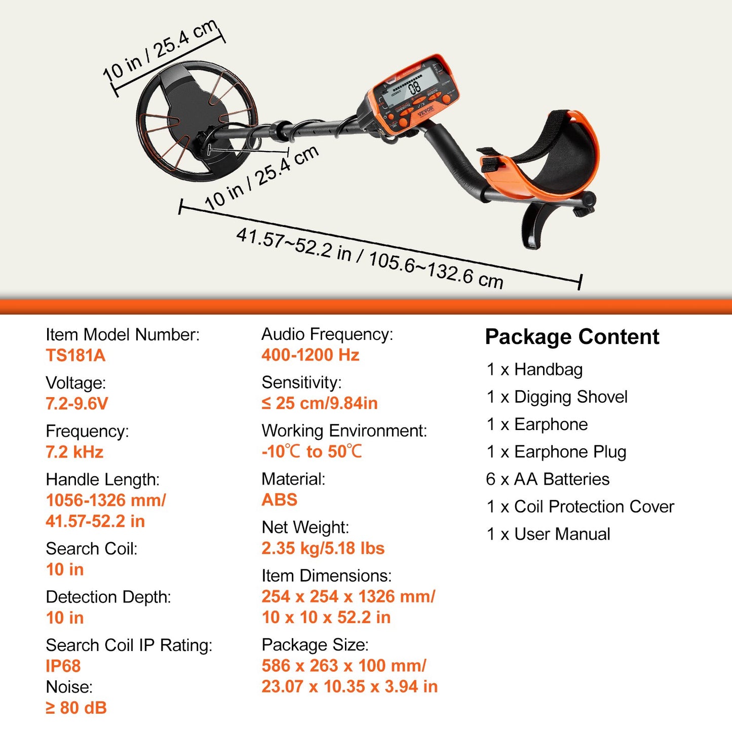 Metal Detector for Adults & Kids, 25.4 cm Waterproof Search Coil with LCD Display 7 Modes, Adjustable 104.1 cm - 132.1 cm Aluminum Stem, DSP Chip Higher Accuracy Gold Detector 25.4 cm Detection Depth