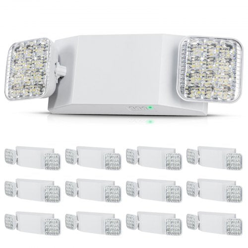 12er-Pack gewerbliche Notleuchten, 3 W, weiße LED-Notausgangsleuchten mit 180 Minuten Notstromversorgung, verstellbarer 2-LED-Quadratkopf, Decken- oder Wandmontage für Stromausfälle in Unternehmen