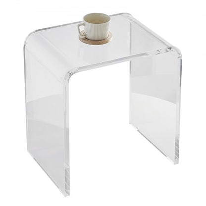 Acrylic End Table, C-Shaped Lucite Side Table, Clear Acrylic Side Table for Drink, Food, Snack used in Living Room, Bedroom, and Study