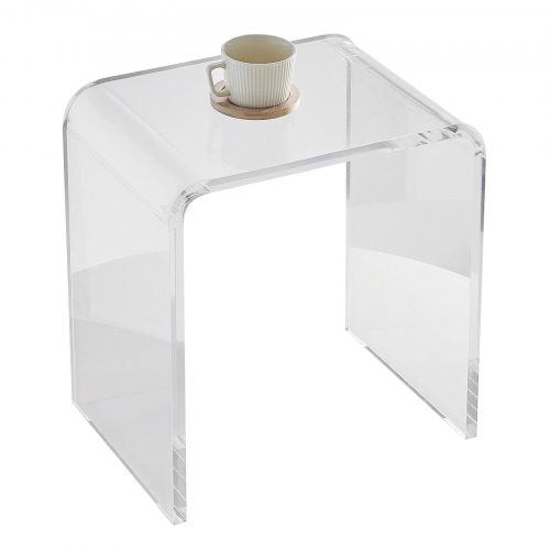 Acrylic End Table, C-Shaped Lucite Side Table, Clear Acrylic Side Table for Drink, Food, Snack used in Living Room, Bedroom, and Study