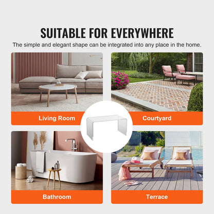 Acrylic Coffee Table, C-Shaped Clear Acrylic End Table, 16.3 inch high Transparent Acrylic Side Table, for Coffee, Drink, Food, Snack used in Living Room, Courtyard, Terrace