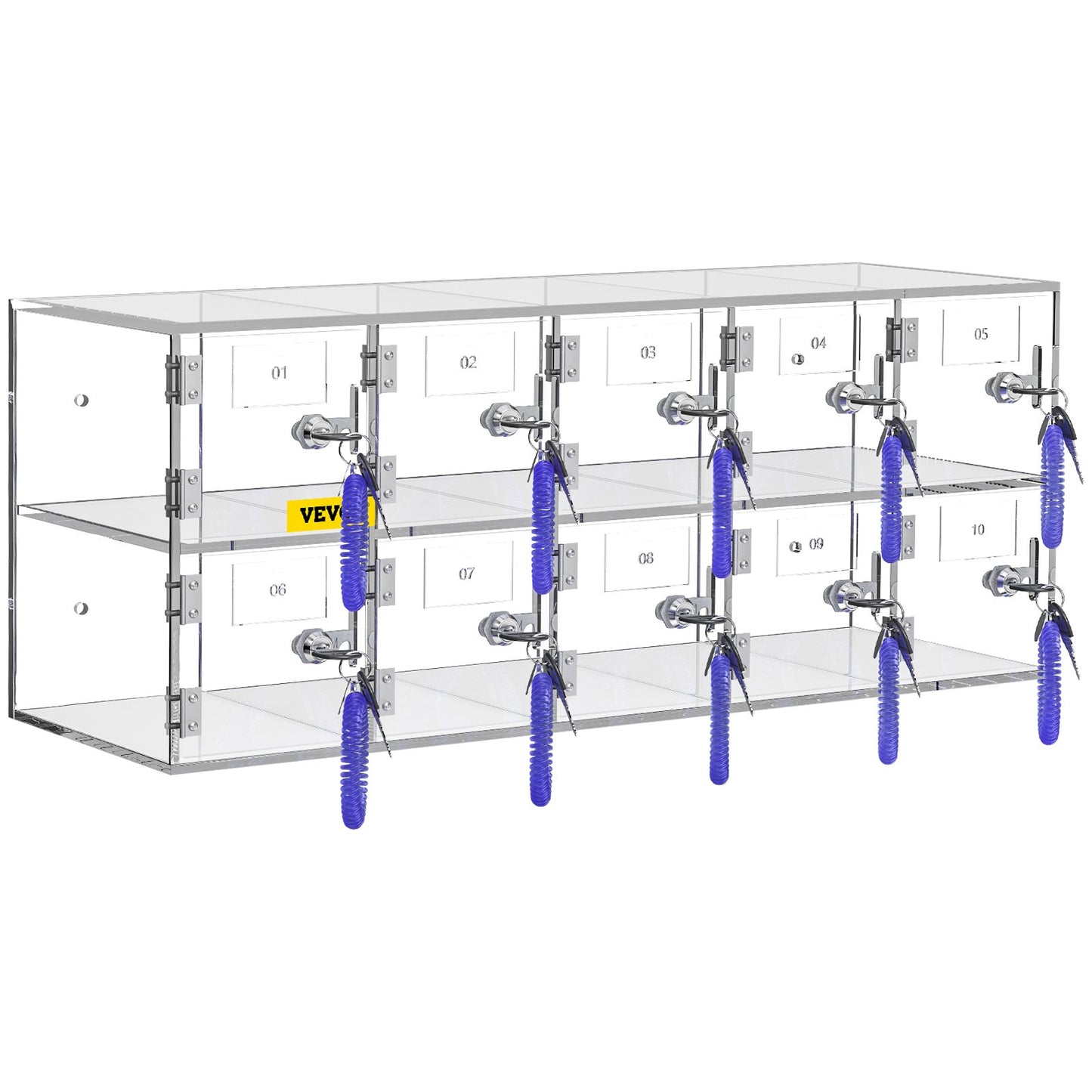 Handy-Aufbewahrungsschrank, 10 Fächer, Acrylmaterial mit Türschlössern und Schlüsseln, Wandmontage, Schranktasche, Büro, Klassenzimmer, Turnhalle, transparent
