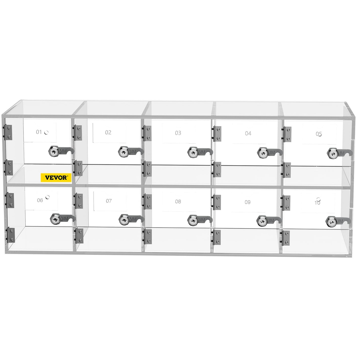 Handy-Aufbewahrungsschrank, 10 Fächer, Acrylmaterial mit Türschlössern und Schlüsseln, Wandmontage, Schranktasche, Büro, Klassenzimmer, Turnhalle, transparent