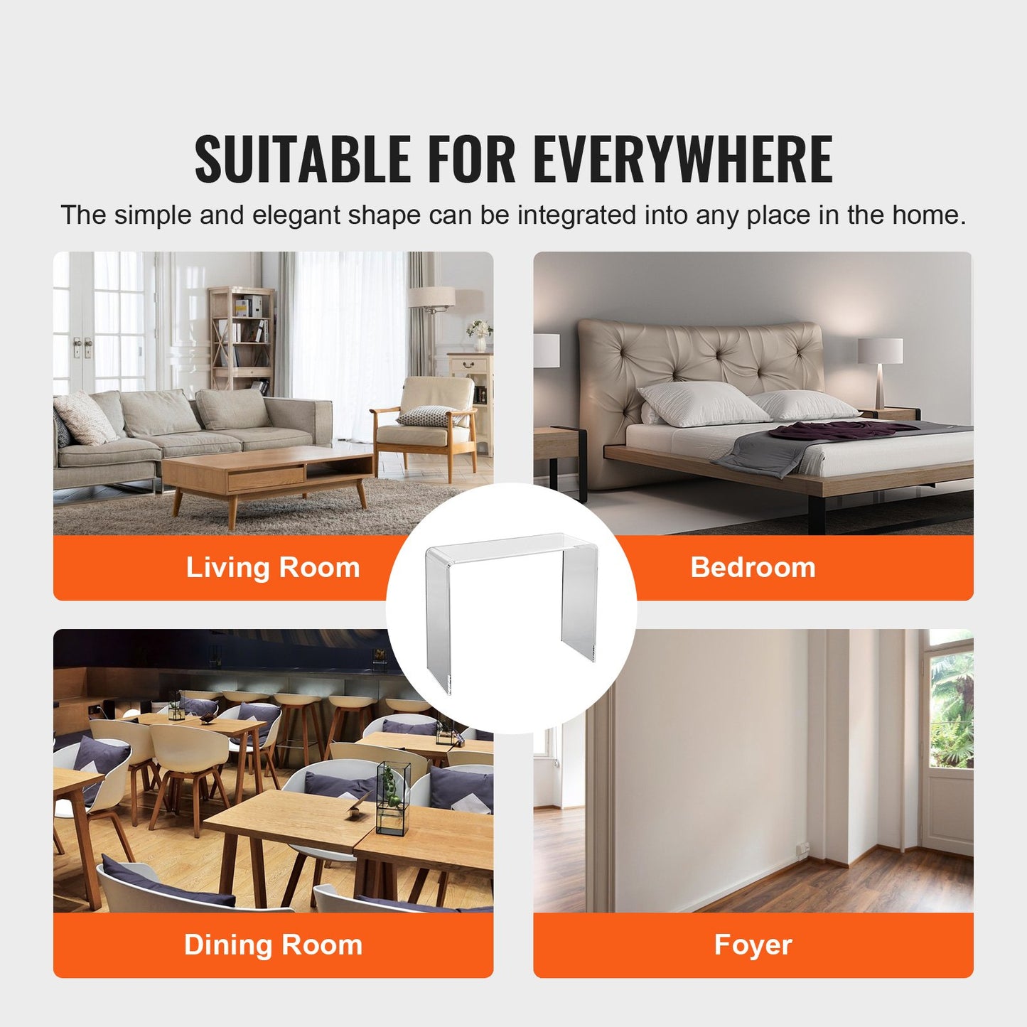 Konsolentisch aus Acryl, Beistelltisch aus transparentem Acryl, 96,9 x 38,1 x 74 cm, für Eingangsbereich, Wohnzimmer, Esszimmer