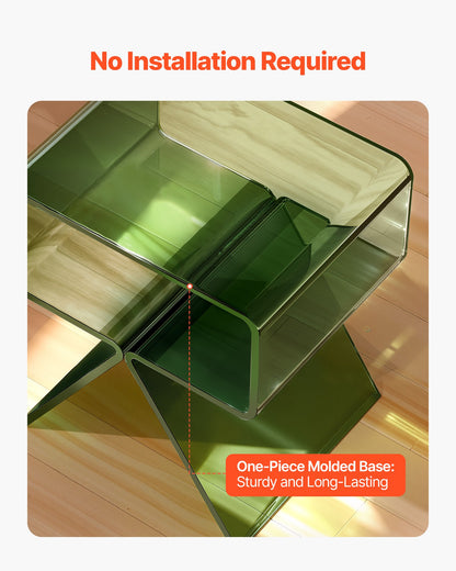 Nachttisch aus Acryl, moderner, transparenter Nachttisch mit Ablagefach, kleiner Beistelltisch für Wohnzimmer, Schlafzimmer, Wohnaccessoires, keine Montage erforderlich, 30 x 39,1 x 43 cm (Grün)