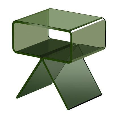 Nachttisch aus Acryl, moderner, transparenter Nachttisch mit Ablagefach, kleiner Beistelltisch für Wohnzimmer, Schlafzimmer, Wohnaccessoires, keine Montage erforderlich, 30 x 39,1 x 43 cm (Grün)