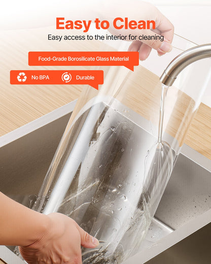 Getränkespender, 13-Liter-Getränkespender für Partys, Saftspender aus Glas mit Holzständer, Edelstahl-Zapfhahn, Eistee-, Limonaden-, Saft- und Wasserspender für Partys