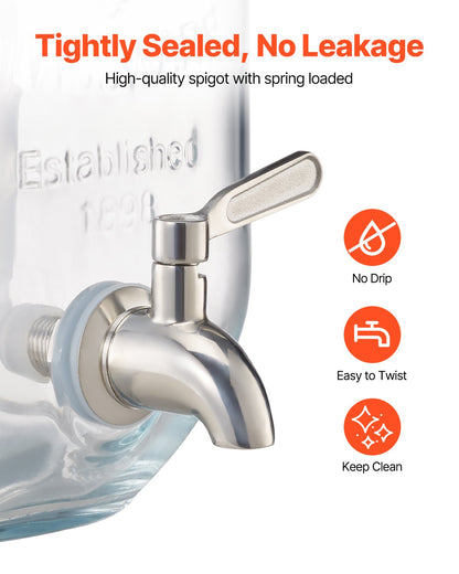 Getränkespender, 3er-Pack 3,8-Liter-Getränkespender für Partys, Saftspender aus Glas mit Holzständer, Edelstahl-Zapfhahn, Siebeinsatz, Eistee-, Limonaden-, Saft- und Wasserspender für Partys