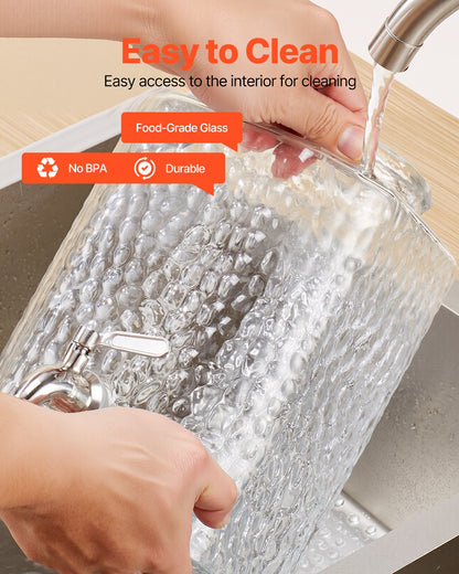 Getränkespender, 2er-Pack 5,5-Liter-Getränkespender für Partys, Saftspender aus Glas mit Metallständer, Edelstahl-Zapfhahn, Eistee-, Limonaden-, Saft- und Wasserspender für Partys