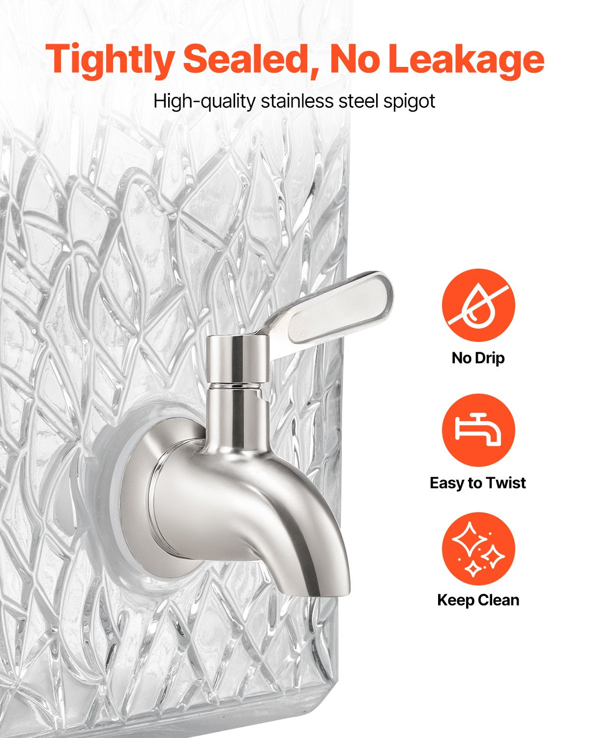 Getränkespender, 10-Liter-Getränkespender für Partys, Saftspender aus Glas mit Metallständer, Edelstahl-Zapfhahn, Eistee-, Limonaden-, Saft- und Wasserspender für Partys