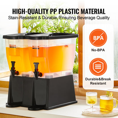 Beverage Dispenser, 3 Gallon x 2 Drink Dispensers for Parties, Plastic Juice Dispenser with Stand Spigot Lid, Iced Tea Lemonade Juice Water Dispenser, for Restaurants, Hotels, Parties