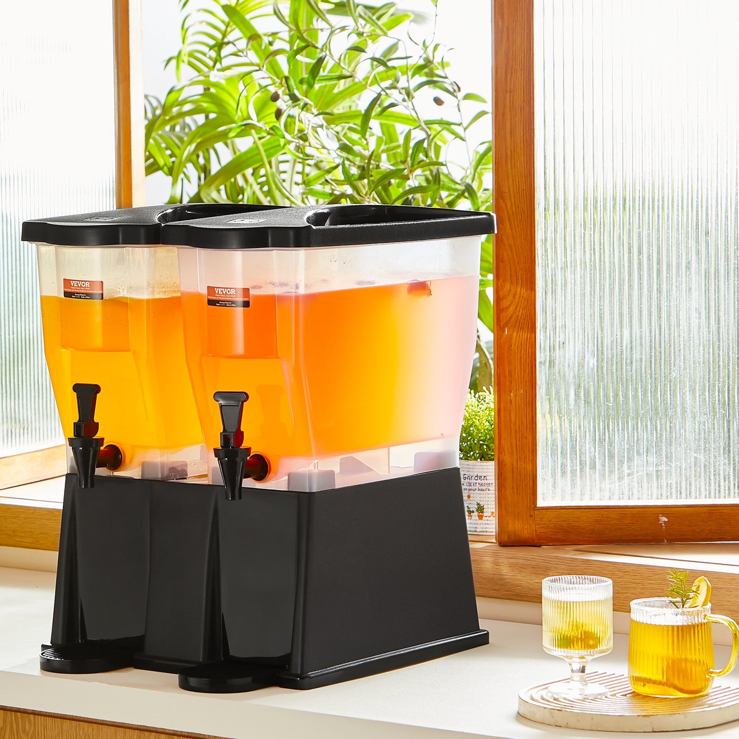 Beverage Dispenser, 3 Gallon x 2 Drink Dispensers for Parties, Plastic Juice Dispenser with Stand Spigot Lid, Iced Tea Lemonade Juice Water Dispenser, for Restaurants, Hotels, Parties