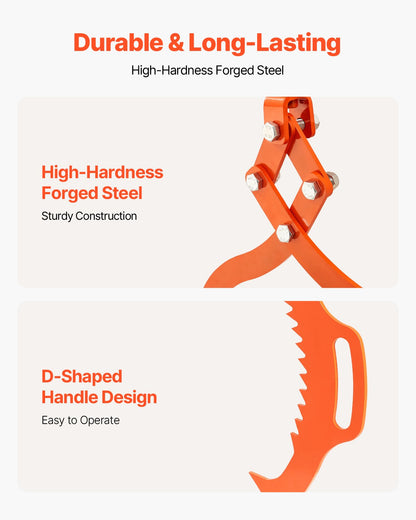 32in Log Lifting Tongs, 2-Claw Log Tongs, Heavy Duty Steel Log Grapple, 1543LBS Lifting Capacity, Swivel Log Graper Timber, Eagle Claw Design, Log Skidding Tongs for Trucks, Tractors, Forklifts