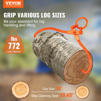Holzrückezange, 45,7 cm (18 Zoll), 2-Klauen-Hebezange, robuste Stahl-Rückezange für Holz, Tragfähigkeit 350 kg (772 lbs), Werkzeug zum Heben, Handhaben, Ziehen und Tragen von Stämmen