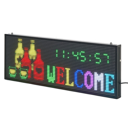Programmable LED Sign, P10 Full Color Flexible Digital Scrolling Panel, DIY Custom Text Pattern GIF Display Board, Bluetooth APP Control Message Shop Sign for Store Business Advertising, 40x14 in