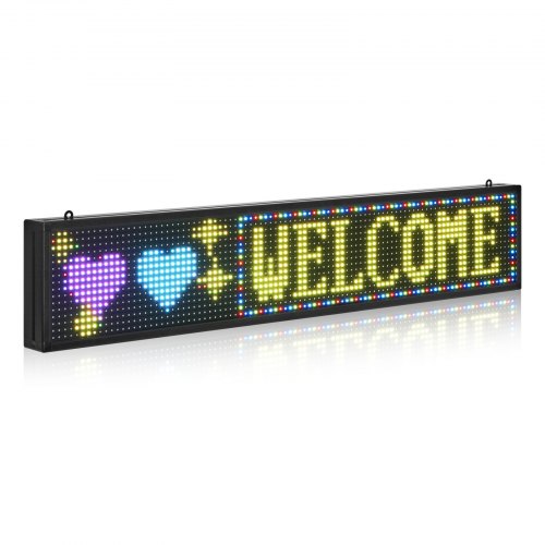 Programmable LED Sign, P10 Full Color Flexible Digital Scrolling Panel, DIY Custom Text Pattern GIF Display Board, Bluetooth APP Control Message Shop Sign for Store Business Advertising, 40x8 in