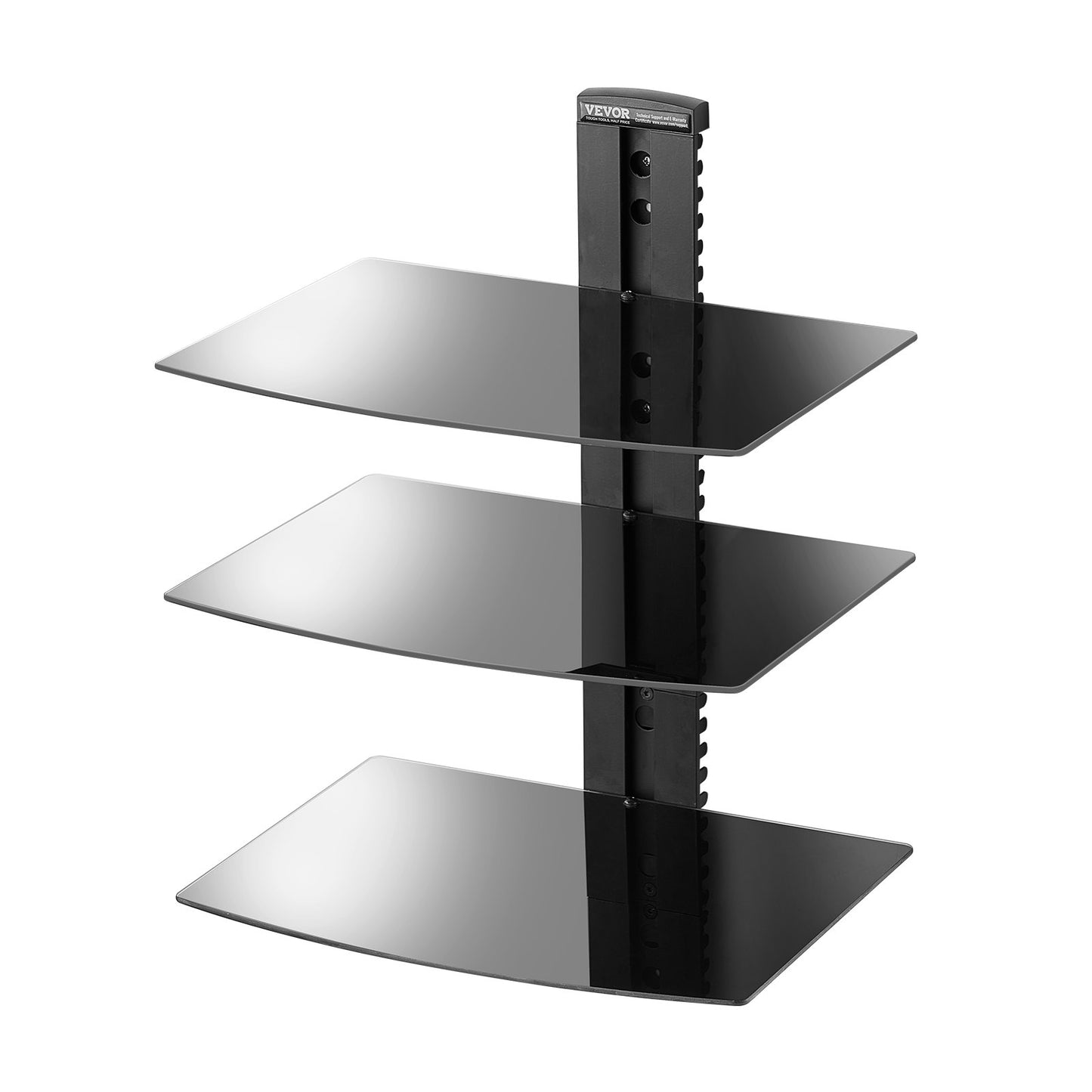 Glass Floating Shelves, Holds up to 18 lbs, TV Wall Mount with Shelf，Strengthened Floating Entertainment Center for DVD Players / PS4 / Cable Boxes/Game Consoles/Sky Box/TV Accessories-3 Tiers