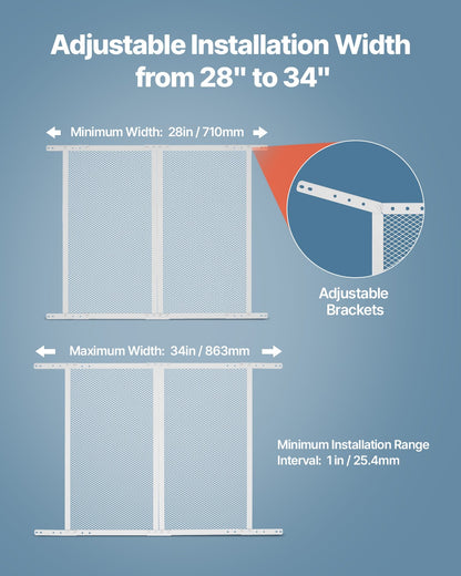 RV Screen Door Protector, 660.4 x 609.6 mm Door Grille, Easy to Install and Disassemble, Reinforced Breathable Protective Mesh, Aluminum Alloy Camper RV Entry Protector for Pet Protection, White