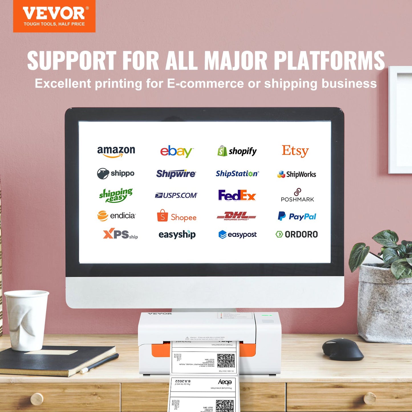 Thermal Label Printer, 4x6 Label Printer, Thermal Label Maker with Automatic Label Recognition, Support Windows/MacOS/Linux, Compatible with Amazon, eBay, Etsy, UPS,etc