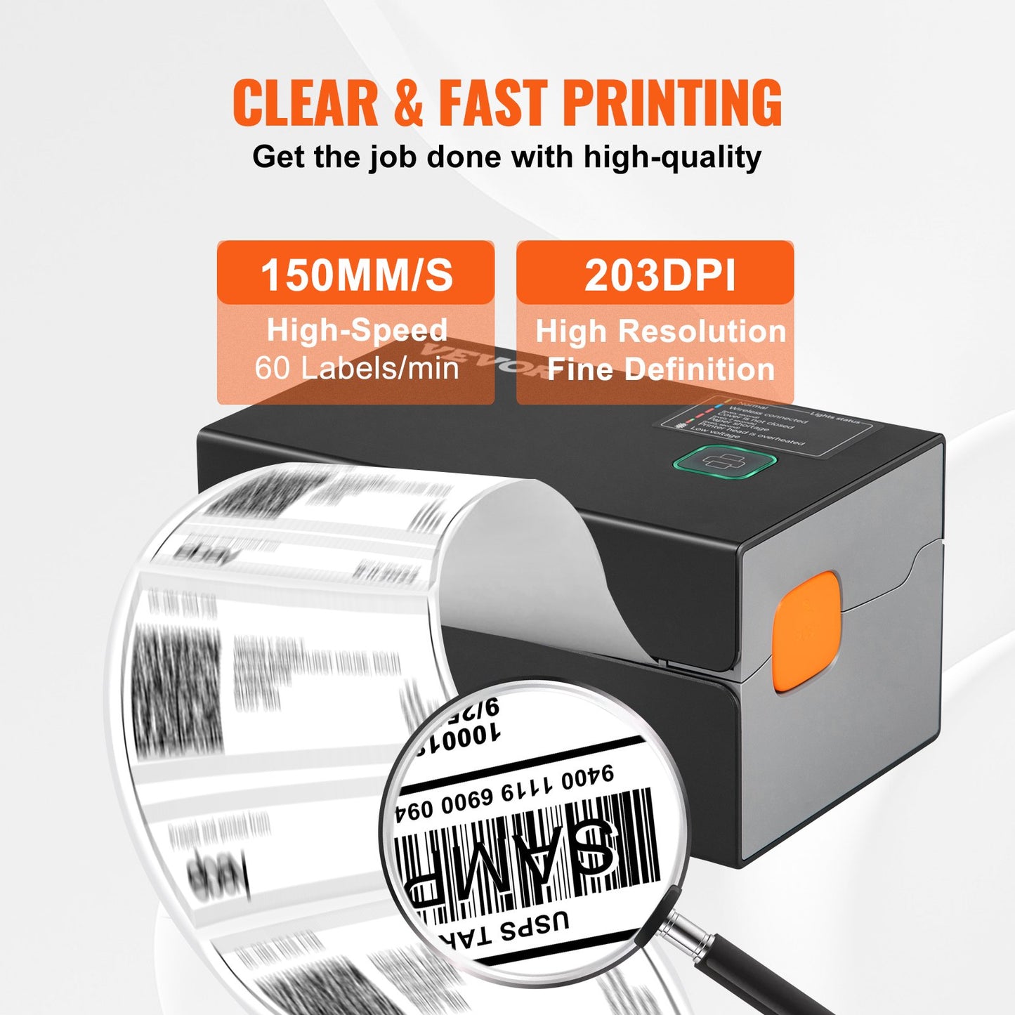 Thermal Label Printer, 300DPI for 4x6 Mailing Packages, Bluetooth & Automatic Label Recognition, Support Windows/MacOS/Linux/Chromebook/Android/IOS, Compatible with Amazon, eBay, Etsy,etc, Black