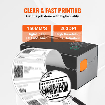 Thermal Label Printer, 300DPI for 4x6 Mailing Packages, Bluetooth & Automatic Label Recognition, Support Windows/MacOS/Linux/Chromebook/Android/IOS, Compatible with Amazon, eBay, Etsy,etc, Black